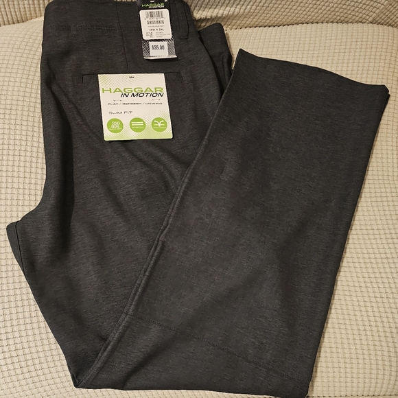 Haggar In Motion Men Slim Fit Pants - Dark Gray Sz 36W×29L - Picture 3 of 4